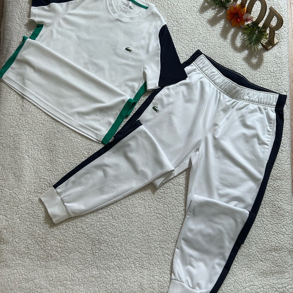 Lacoste men White and Green Track Set